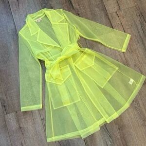 QUII Exquisite Collection Neon Yellow Sheer Trench Coat Size M